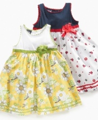 This poplin dress from So La Vita can turn any day sunny, with a floaty twirlable skirt she'll love to dress up in. This poplin dress from So La Vita can turn any day sunny, with a floaty twirlable skirt she'll love to dress up in.