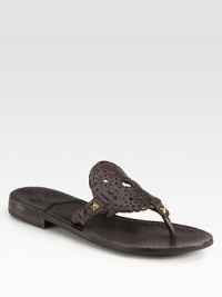 Perforated leather thong with detailed stitching and goldtone studs. Leather upperLeather lining and solePadded insoleImported Perforated leather thong with detailed stitching and goldtone studs. Leather upperLeather lining and solePadded insoleImported