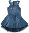 Diesel Girls 7-16 Doki Denim Dress With Tulle Skirt, Indigo, 7 Years