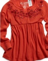 GUESS Kids Girls Little Girl Embroidered Raglan Babydoll , ORANGE (3T)