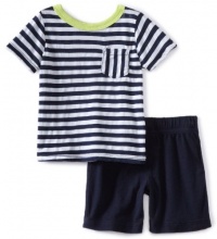 Splendid Littles Baby-Boys Infant Mini Rugby Tee Short Set, Navy, 12-18 Months