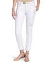 XOXO Juniors Contrast Stitch Denim Bottom, White, 5/6