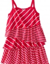 Splendid Littles Girls 2-6X Toddler Venice Slub Stripe Dress, Azalea, 3T