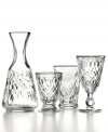 An elegant touch. This set of Lyonnais water drinking glasses from French Home adds new character to casual settings with a textured teardrop and diamond pattern in classically styled, perfectly luminous glass.