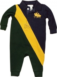 Ralph Lauren Layette Boy's Banner Stripe Coverall (6 Month, Regent Green) Ralph Lauren Layette Boy's Banner Stripe Coverall (6 Month, Regent Green)