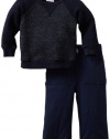 Splendid Littles Baby-Boys Newborn Charcoal French Terry Sweatshirt Set, Navy, 12-18 Months