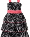 Bloome Girls 7-16 Plus-Size Sleeveless Zebra Occasion Dress, White/Black/Pink, 12.5