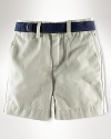 Handsome short in substantial cotton twill.