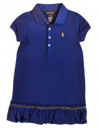 Ralph Lauren Toddler Girls Plaid Trim Ruffle Dress, Royal Blue, 2/2T Ralph Lauren Toddler Girls Plaid Trim Ruffle Dress, Royal Blue, 2/2T