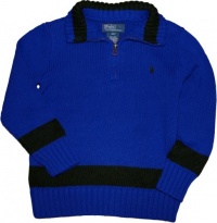 Ralph Lauren Toddler Boy's Mockneck Single Stripe Sweater, Blue, 2/2T