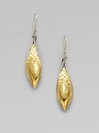 From the Palu Collection. A beautiful, drop style in radiant 22k gold and sleek sterling silver with an elegant, hammered texture detail. 22k goldSterling silverDrop, about 2¼Hook backImported 