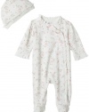 Little Me Layette Footie, Rose Floral, Ivory Print, 3 Months