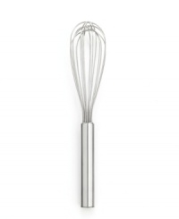 Be willing to whisk it all! This seasoned pro features a 7-wire construction made from sturdy and durable stainless steel that takes mixing and beating ingredients to the professional level, masterfully blending air into every mixture for fluffy, expert results. Be willing to whisk it all! This seasoned pro features a 7-wire construction made from sturdy and durable stainless steel that takes mixing and beating ingredients to the professional level, masterfully blending air into every mixture for fluffy, expert results.