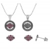Harley-Davidson® MOD® Women's Circle Beaded Necklace & Earrings Set with Purple Swarovski Crystals HDS0001