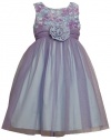 Size-4 BNJ-9473R LAVENDER-PURPLE AQUA-BLUE BONAZ ROSETTE MESH OVERLAY Special Occasion Flower Girl Easter Party Dress,R39473 Bonnie Jean LITTLE GIRLS