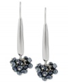 Beads band together for a stunning statement in these drop earrings from Kenneth Cole New York. The navy-colored accents star on the earrings crafted from silver-tone mixed metal. Item comes packaged in a signature Kenneth Cole New York Gift Box. Approximate drop: 2-1/4 inches.