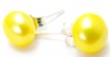 7MM Bright Yellow Round Freshwater Cultured Pearl Pearl Stud Earrings, 925 Sterling Silver Posts