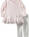 Calvin Klein Baby-girls Infant Polka Dots Print Tunic With Leggings, Pink/Gray, 12 Months