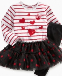 Sweet as candy, this tutu dress and leggings set from Blueberi Boulevard gives her a style she'll love to get her hands on. Sweet as candy, this tutu dress and leggings set from Blueberi Boulevard gives her a style she'll love to get her hands on.