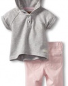 7 For All Mankind Baby-girls Newborn Hoodie/Jean Set, Heather Grey/Belladona, 0-3 Months