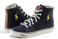 Polo Ralph Lauren Boy's Fashion Sneaker Cantor Mid Navy Canvas Shoes Sz. 7 Polo Ralph Lauren Boy's Fashion Sneaker Cantor Mid Navy Canvas Shoes Sz. 7