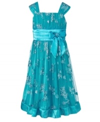 A turquoise-tinged dream with delicate metallic embroidery. She'll dazzle and shine in this elegant dress from Sequin Hearts. A turquoise-tinged dream with delicate metallic embroidery. She'll dazzle and shine in this elegant dress from Sequin Hearts.