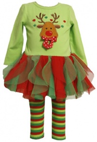 Bonnie Jean Girls 2-6X Reindeer Tutu Legging Set, Green, 2T Bonnie Jean Girls 2-6X Reindeer Tutu Legging Set, Green, 2T