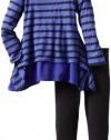 Splendid Littles Girls 2-6x Black Venice Stripe Tunic Set, Iris, 3T