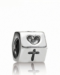 This sterling silver PANDORA charm features a detailed cross, anchor, and heart design. This sterling silver PANDORA charm features a detailed cross, anchor, and heart design.