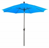 California Umbrella 9-Feet Polyester Wind Resistance Fiberglass Market Push Button Tilt Umbrella, Pacific Blue