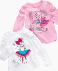 Dainty doll. She'll be comfy in this long-sleeve t-shirt from So Jenni with tulle accents to add an extra touch of cute. Dainty doll. She'll be comfy in this long-sleeve t-shirt from So Jenni with tulle accents to add an extra touch of cute.