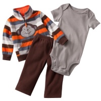 Carter's Baby Boys 12-18 Months Monkey 3 Piece Microfleece Jacket Set Carter's Baby Boys 12-18 Months Monkey 3 Piece Microfleece Jacket Set