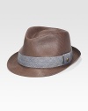 A soft, woven straw design with fabric band for a cool, casual vibe.StrawBrim, about 2Spot cleanMade in USA