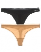 A pretty lace trim lends elegant style to this thong from Calvin Klein Underwear.