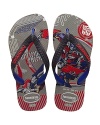 Summery thong sandals with Transformers print on the footbed.
