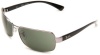 Ray-Ban RB3379 Double Bridge Wrap Sunglasses 64 mm, Non-Polarized, Pewter/Green