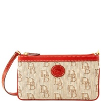 Dooney & Bourke Signature Jacquard Large Slim Wristlet, Brown/Red Dooney & Bourke Signature Jacquard Large Slim Wristlet, Brown/Red