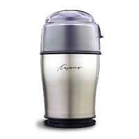 The stainless steel design on this spacious coffee grinder suppresses heat build-up in order to preserve the delicious flavor and aroma of your beans. Suitable for drip coffee and percolators alike. The stainless steel design on this spacious coffee grinder suppresses heat build-up in order to preserve the delicious flavor and aroma of your beans. Suitable for drip coffee and percolators alike.
