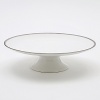 A beautiful collection for formal dining in white fine bone china with delicate platinum-hued rim accents.