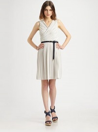 Allover pleats and a contrasting cord belt define this soft, knit silhouette.Surplice necklineSleevelessIncluded contrast beltPleated skirtConcealed side zipAbout 21 from natural waist50% viscose/50% polyamideHand washImported of Italian fabricModel shown is 5'9½ (176cm) wearing US size 4. Allover pleats and a contrasting cord belt define this soft, knit silhouette.Surplice necklineSleevelessIncluded contrast beltPleated skirtConcealed side zipAbout 21 from natural waist50% viscose/50% polyamideHand washImported of Italian fabricModel shown is 5'9½ (176cm) wearing US size 4.