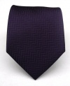 100% Silk Woven Solid Herringbone Eggplant Purple Tie