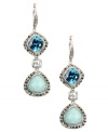 Dazzle them with head-turning drops. Judith Jack's linear teardrop-shaped drops highlight blue spinel (2-1/2 ct. t.w.), Peruvian amazonite, and sparkling marcasite edges. Set in sterling silver. Approximate drop: 2 inches.