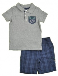GUESS Infant Boys Grey Heather Plaid 2Pc Short Set (24M) GUESS Infant Boys Grey Heather Plaid 2Pc Short Set (24M)