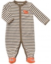 Carter's Terry Snap - Brown White Sripe Tiger-6M