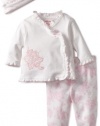 Little Me Baby-Girls Newborn Blooming Tmh Pant Set, White/Pink, Newborn