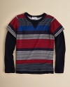 Stripes and solid sleeve insets create a cute layered look without the bulk.