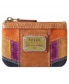 Embrace functional and free-spirited style with this colorful patchwork coin purse from Fossil. Featuring a secure zip-top closure, it keeps coins, cash and mini must-haves safe and sound.