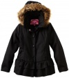 Dollhouse Girls 7-16 Ruffle Jacket With Faux Fur Trim, Black, 7/8
