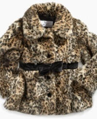 Bundle up your little one in a fierce style with this leopard print faux-fur jacket from KC Collections, with a chic bow detail at waist. Bundle up your little one in a fierce style with this leopard print faux-fur jacket from KC Collections, with a chic bow detail at waist.
