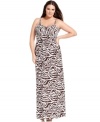 Unleash your wild side with INC's sleeveless plus size maxi dress, finished by an animal-print!